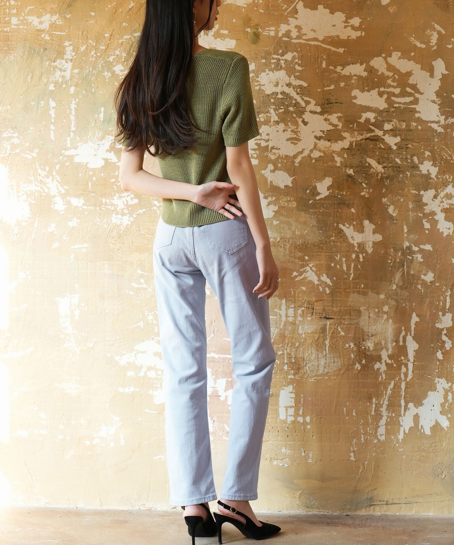 ハイウエストストレートデニムパンツsdpald11 ライトブルー