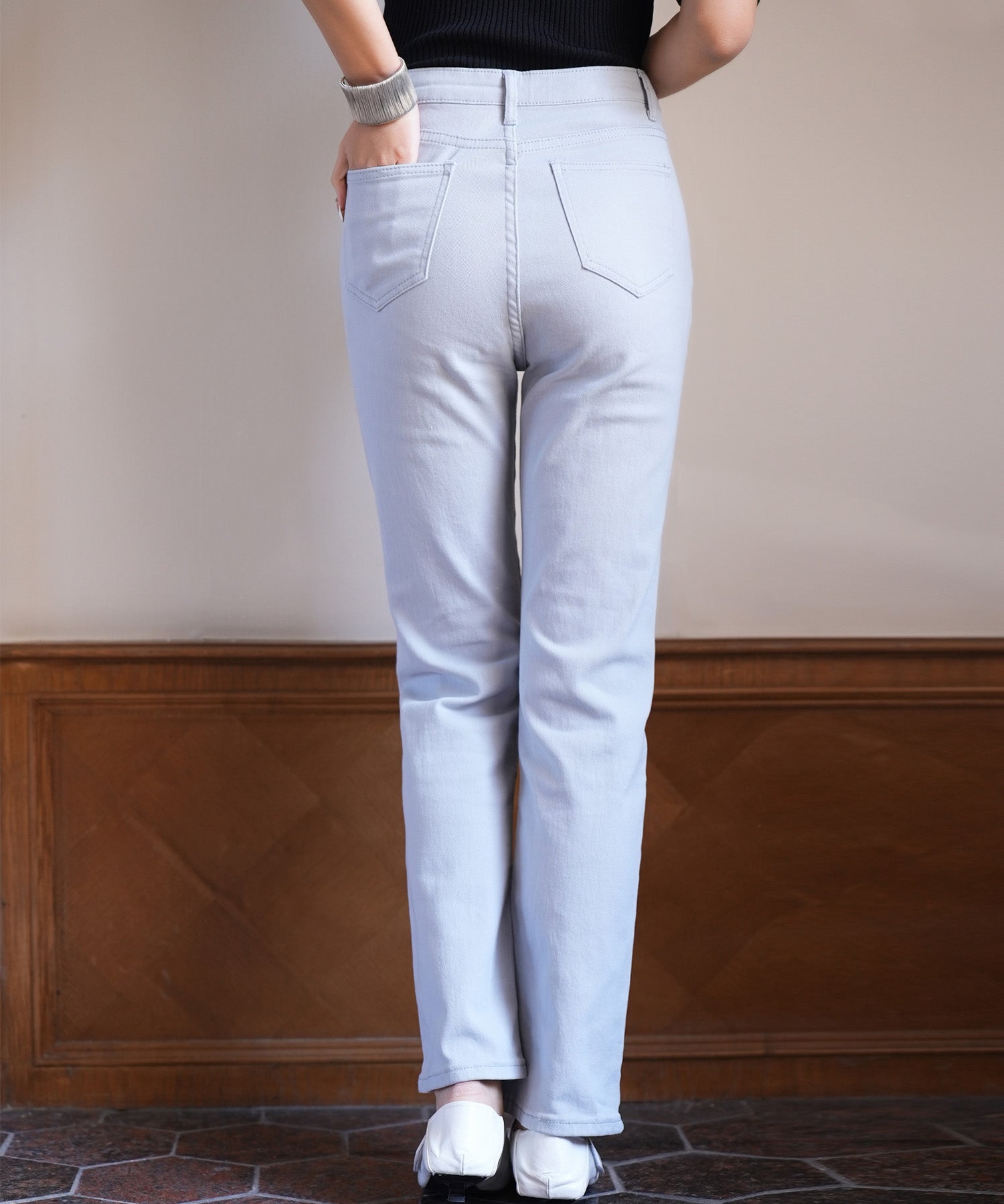 ハイウエストストレートデニムパンツsdpald11 ライトブルー