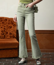 ハイライズフレア裾フリンジデニムパンツsdpald12-102-35