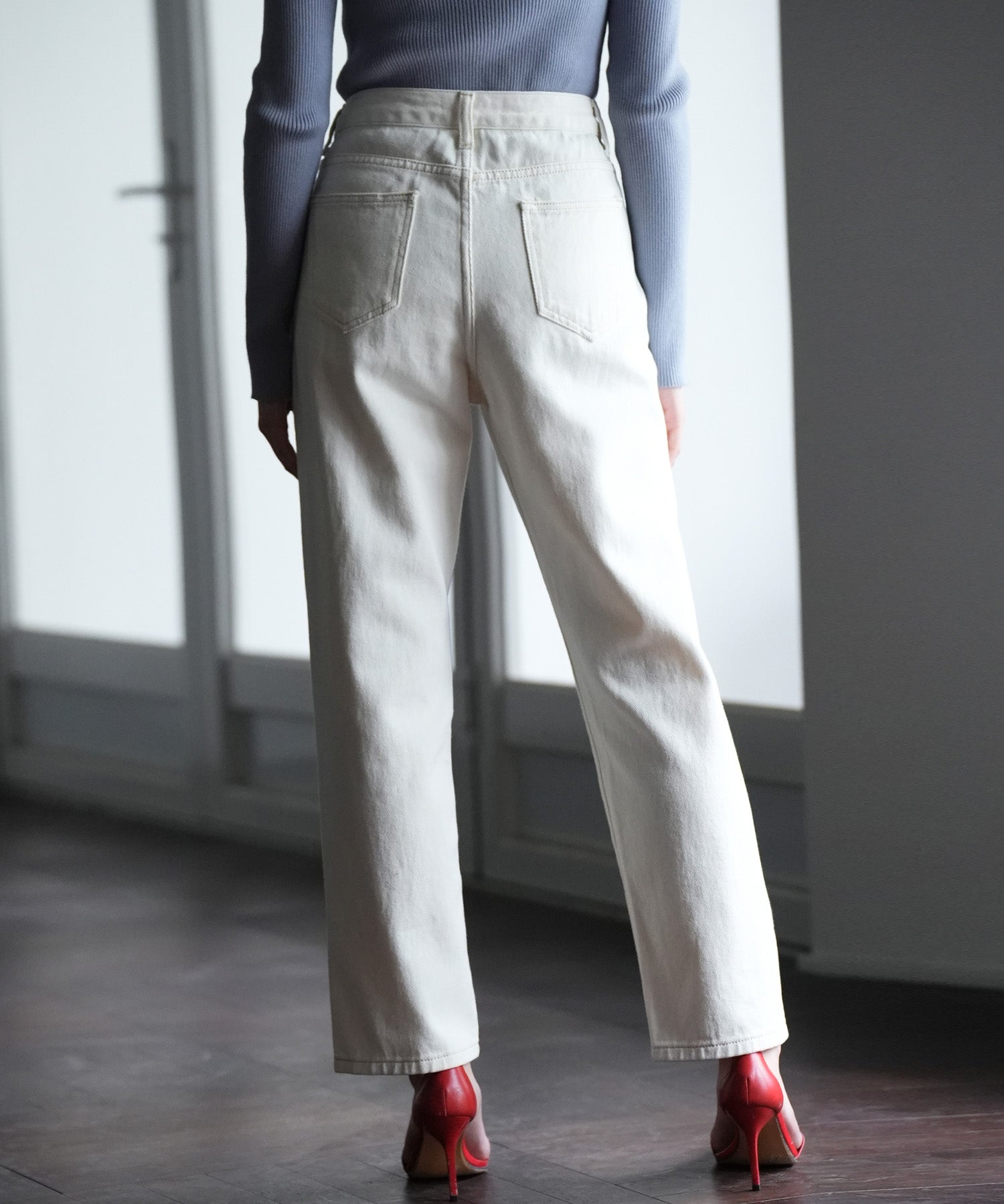 着回し抜群ハイライズデニムパンツsdpald18 アイボリー