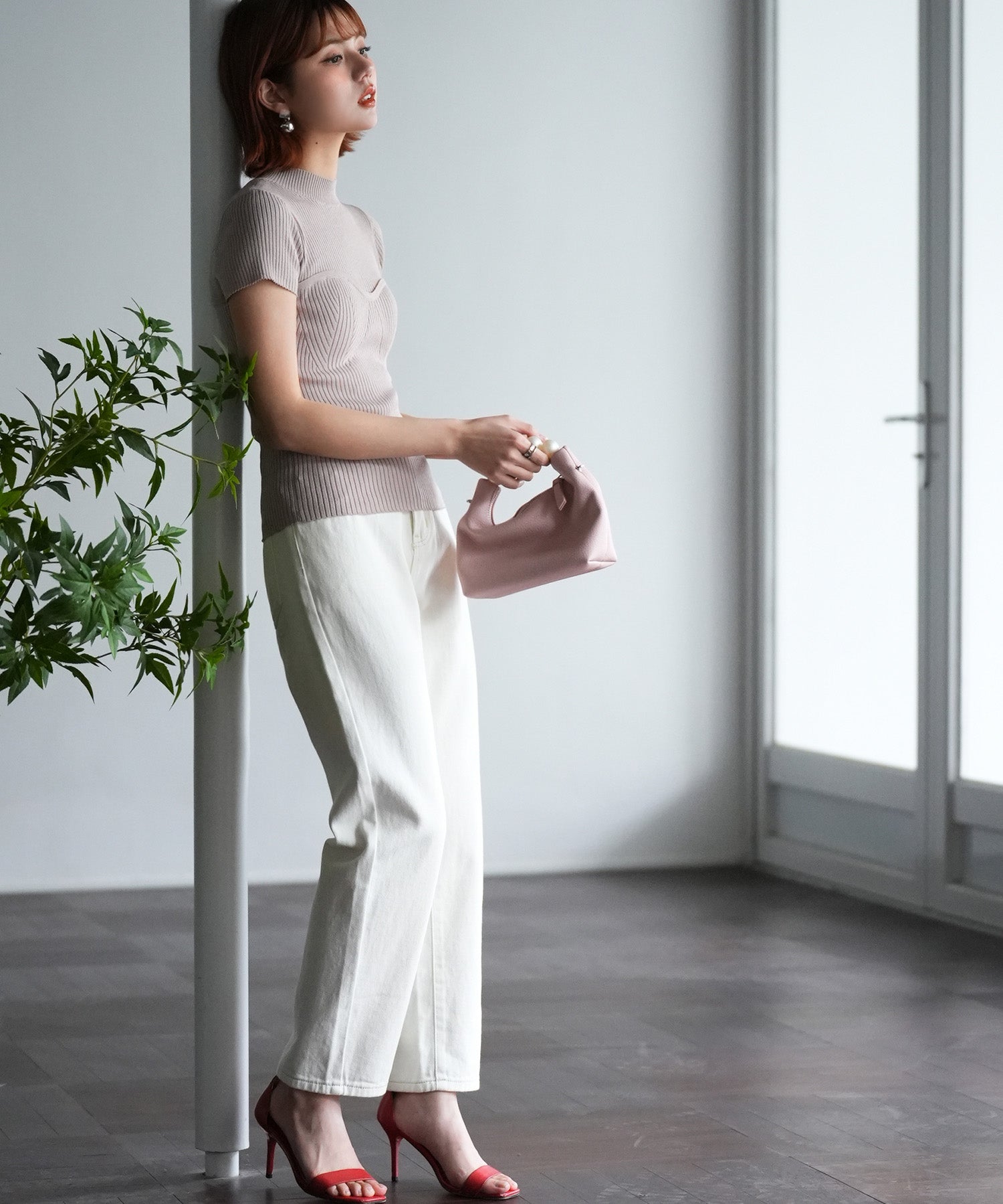 着回し抜群ハイライズデニムパンツsdpald18 アイボリー