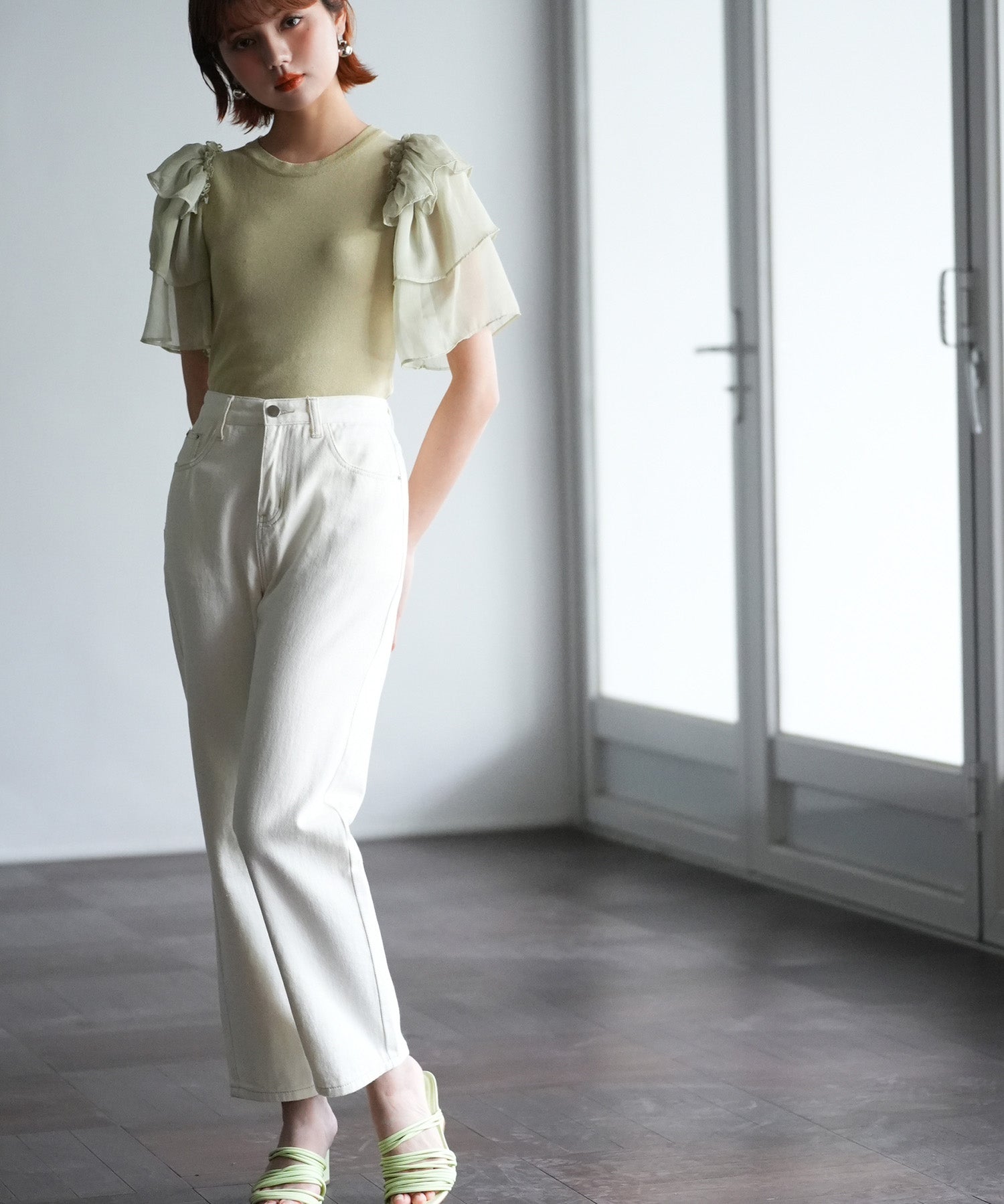 着回し抜群ハイライズデニムパンツsdpald18 アイボリー