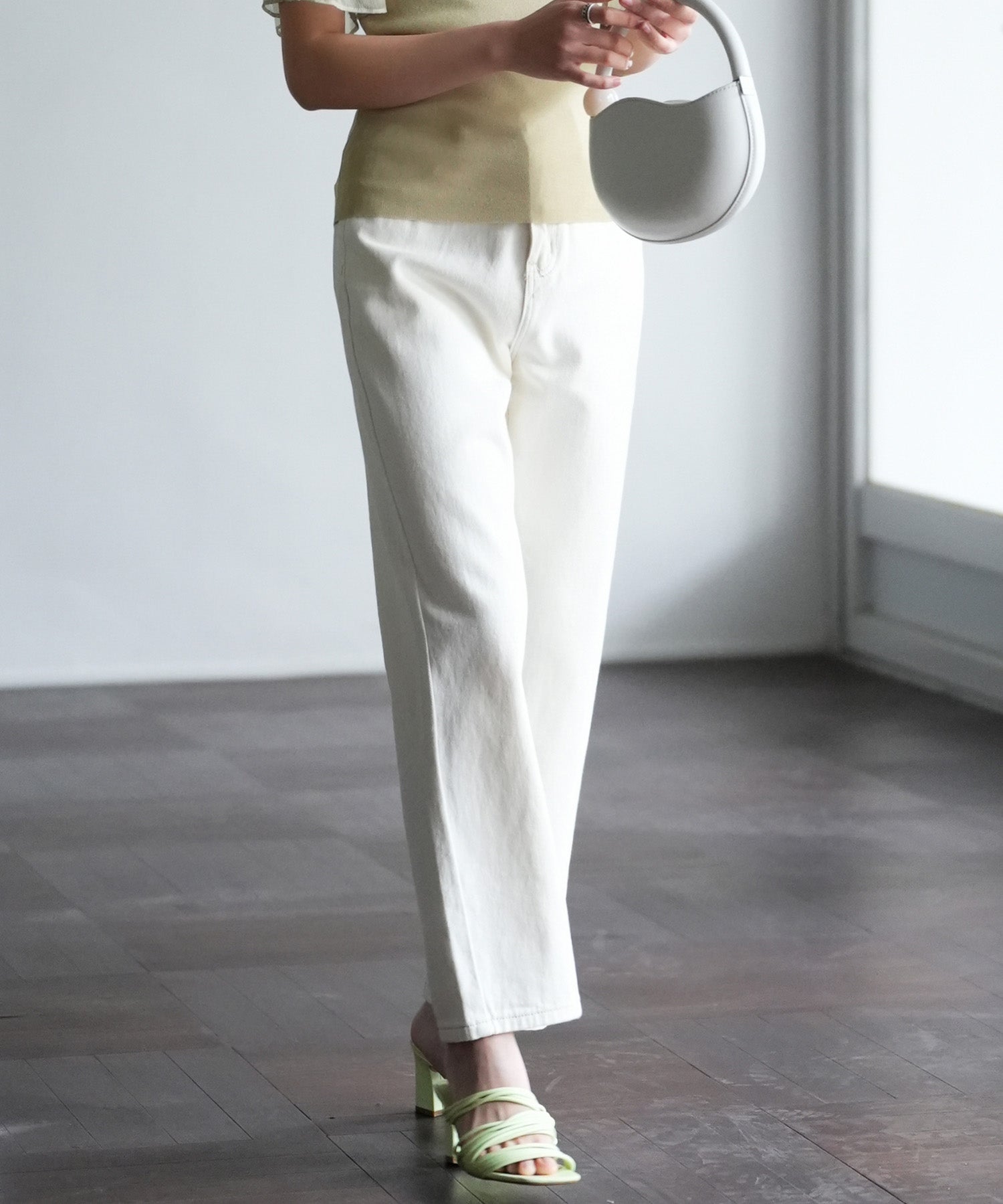 着回し抜群ハイライズデニムパンツsdpald18 アイボリー