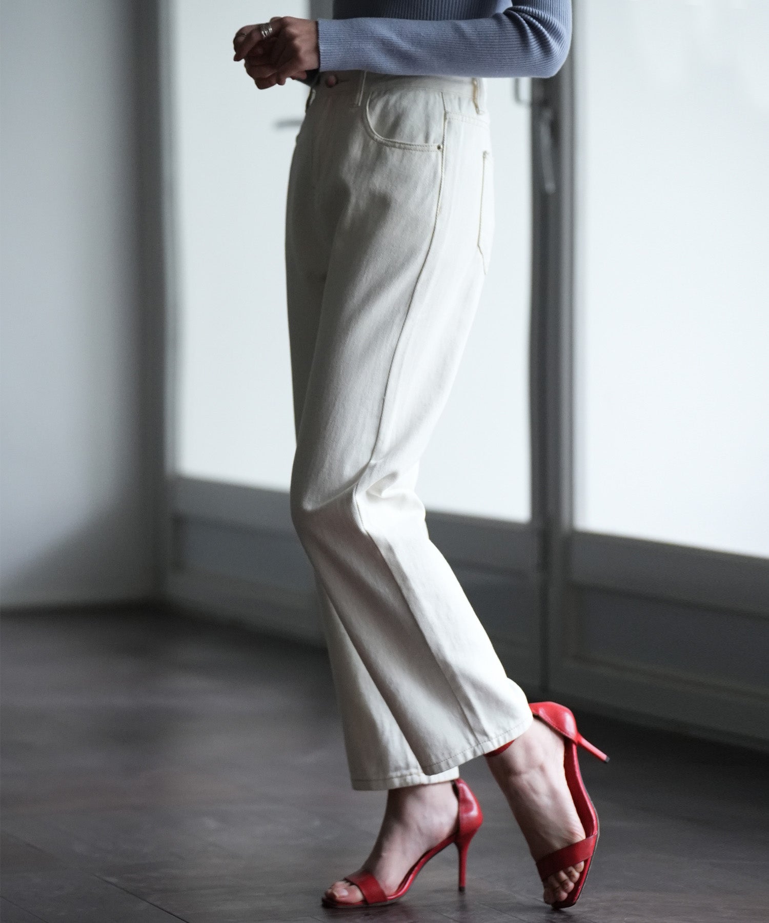 着回し抜群ハイライズデニムパンツsdpald18 アイボリー