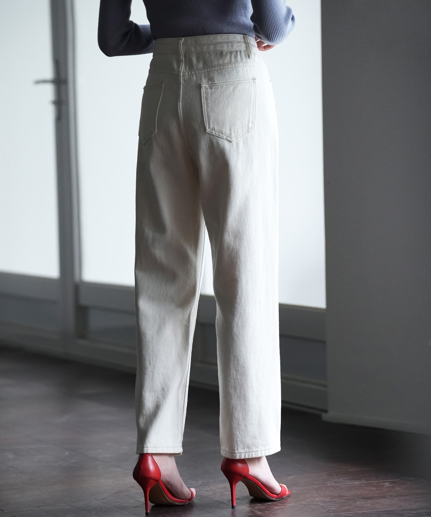 着回し抜群ハイライズデニムパンツsdpald18 アイボリー