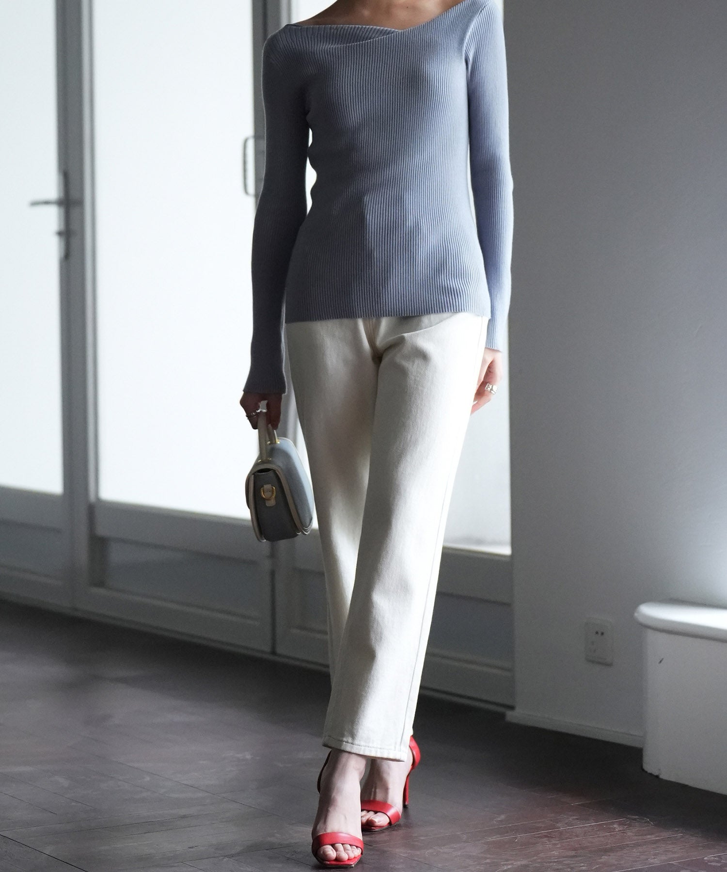 着回し抜群ハイライズデニムパンツsdpald18 アイボリー