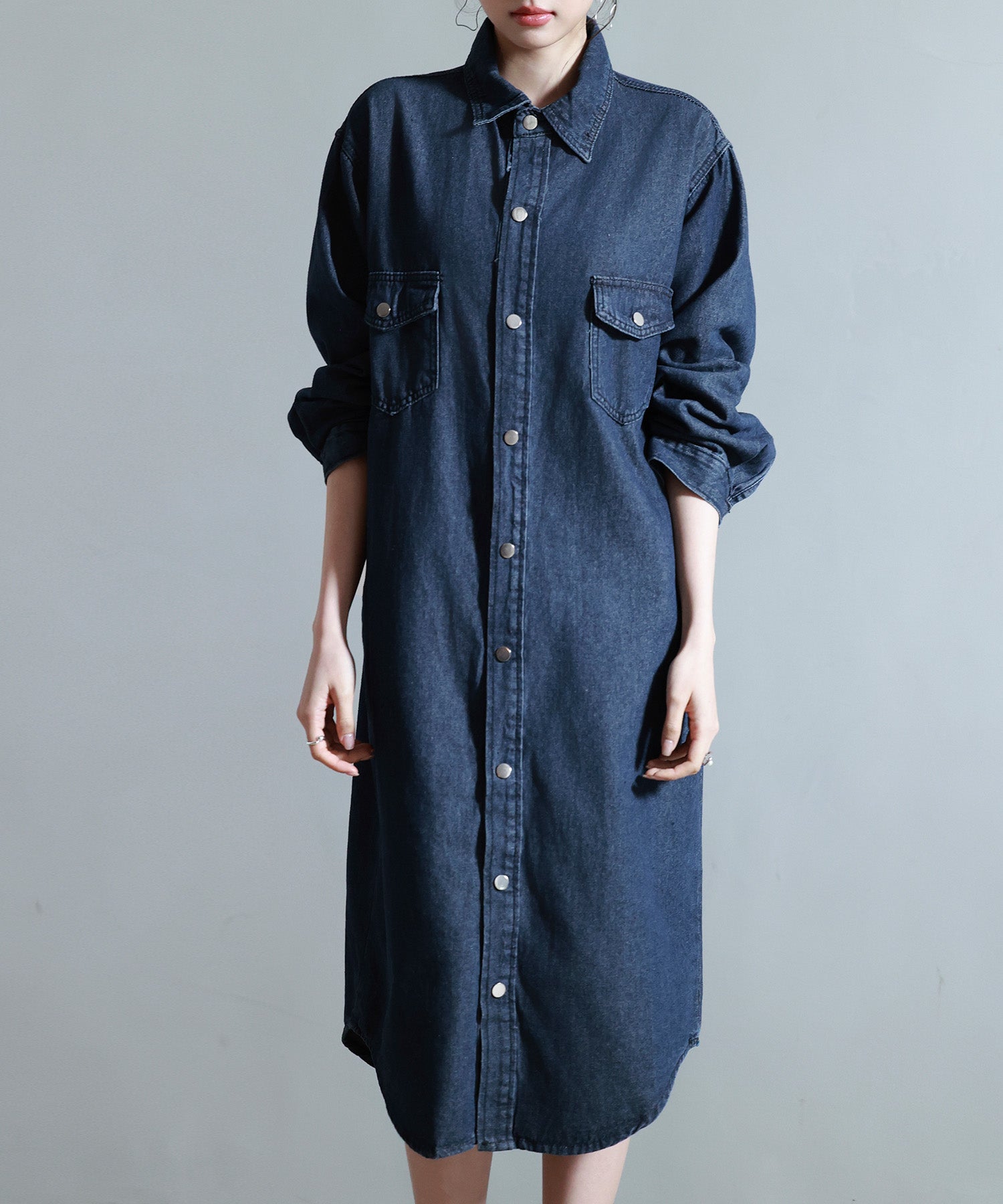 ロングデニムシャツワンピースsdpald31-101-34