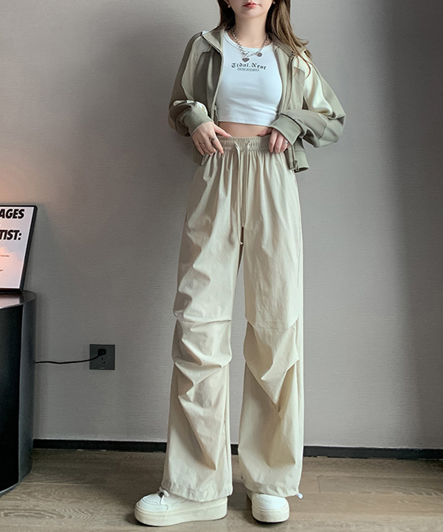 【楽しむ2way】ウエストゴムカーゴパンツsdpalf087 ベージュ