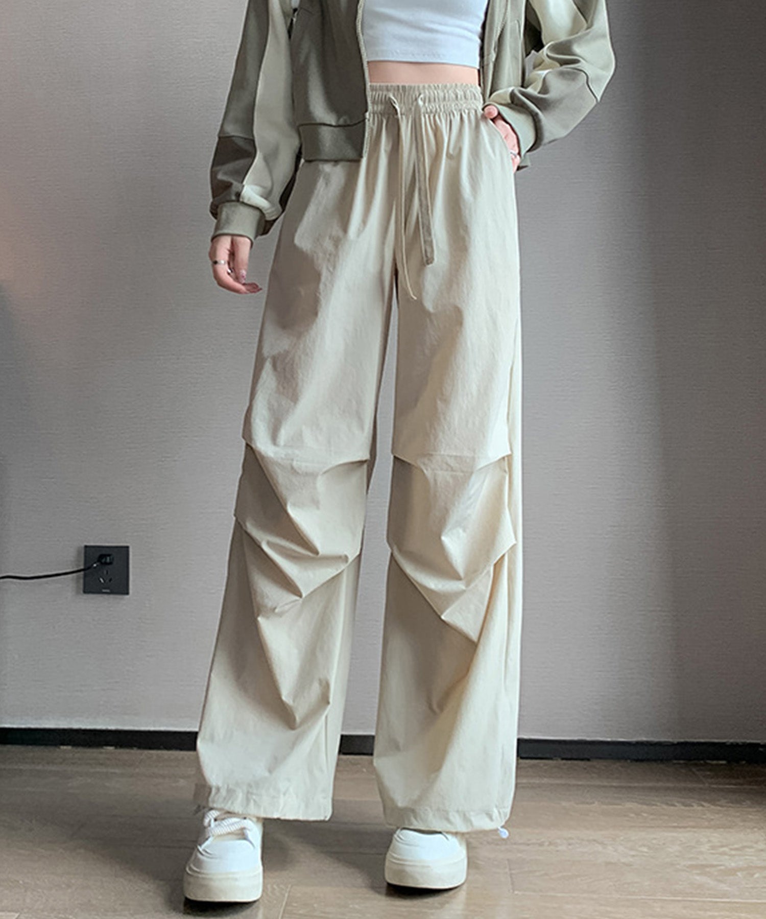 【楽しむ2way】ウエストゴムカーゴパンツsdpalf087 ベージュ