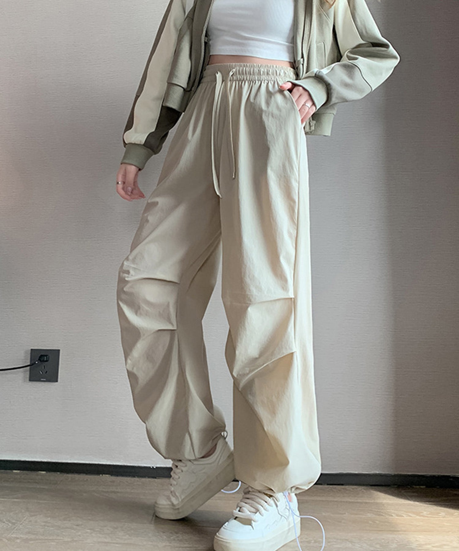 【楽しむ2way】ウエストゴムカーゴパンツsdpalf087 ベージュ