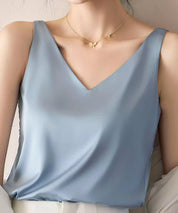 シルクタッチ光沢感ノースリーブトップスsdpalrd09 ブルー