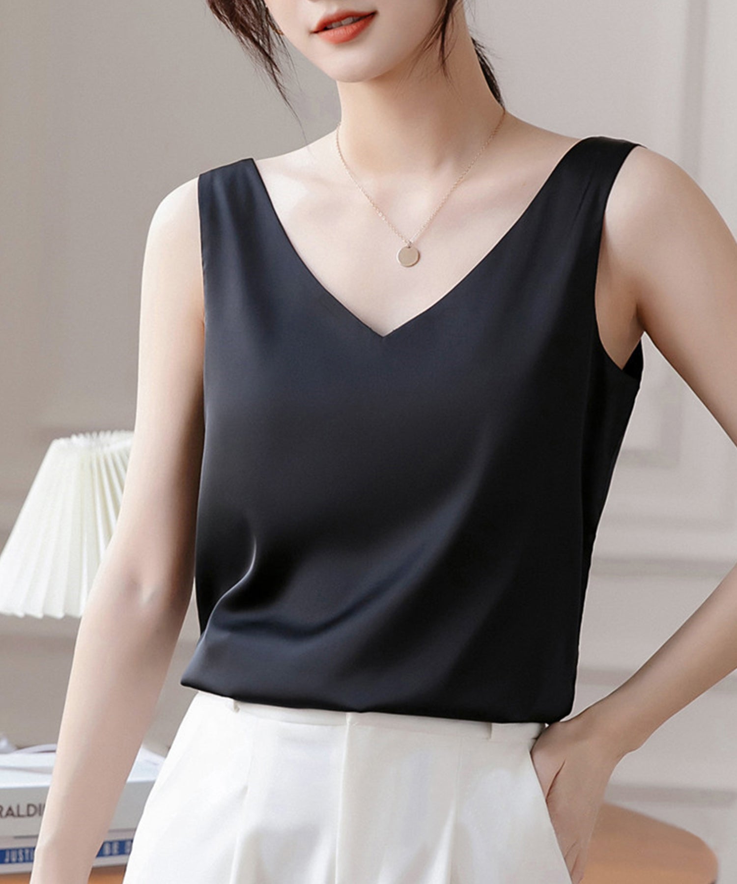 シルクタッチ光沢感ノースリーブトップスsdpalrd09-102-8