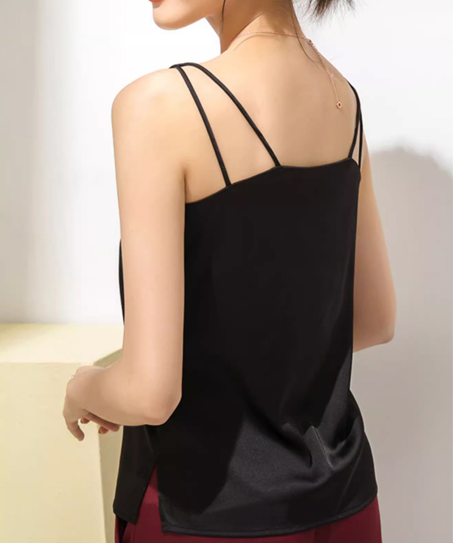 シルクタッチ光沢感ノースリーブトップスsdpalrd09 ブラック