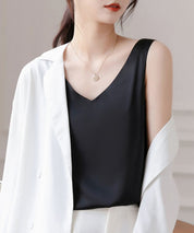 シルクタッチ光沢感ノースリーブトップスsdpalrd09 ブラック