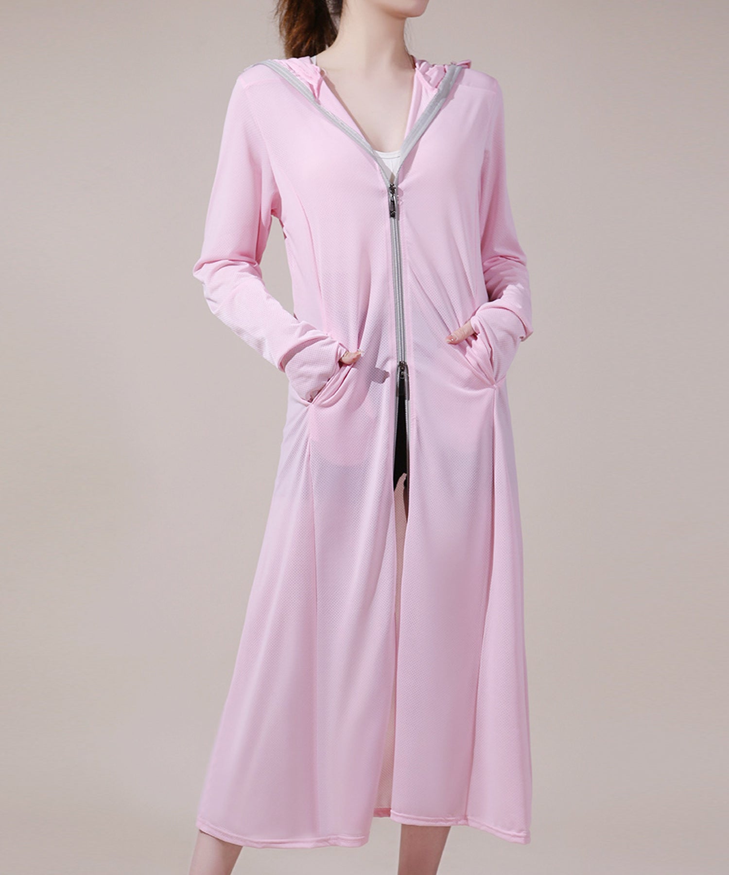 着るだけ紫外線対策ロングパーカーsdpalw004 ピンク