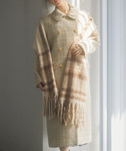 大判タイプなチェック柄マフラーsdpalywm04 ベージュ