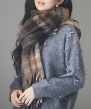 大判タイプなチェック柄マフラーsdpalywm04 ブラウン