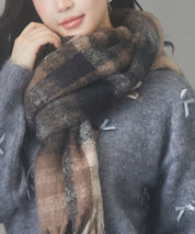 大判タイプなチェック柄マフラーsdpalywm04 ブラウン