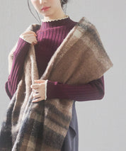 大判タイプなチェック柄マフラーsdpalywm04 ブラウン