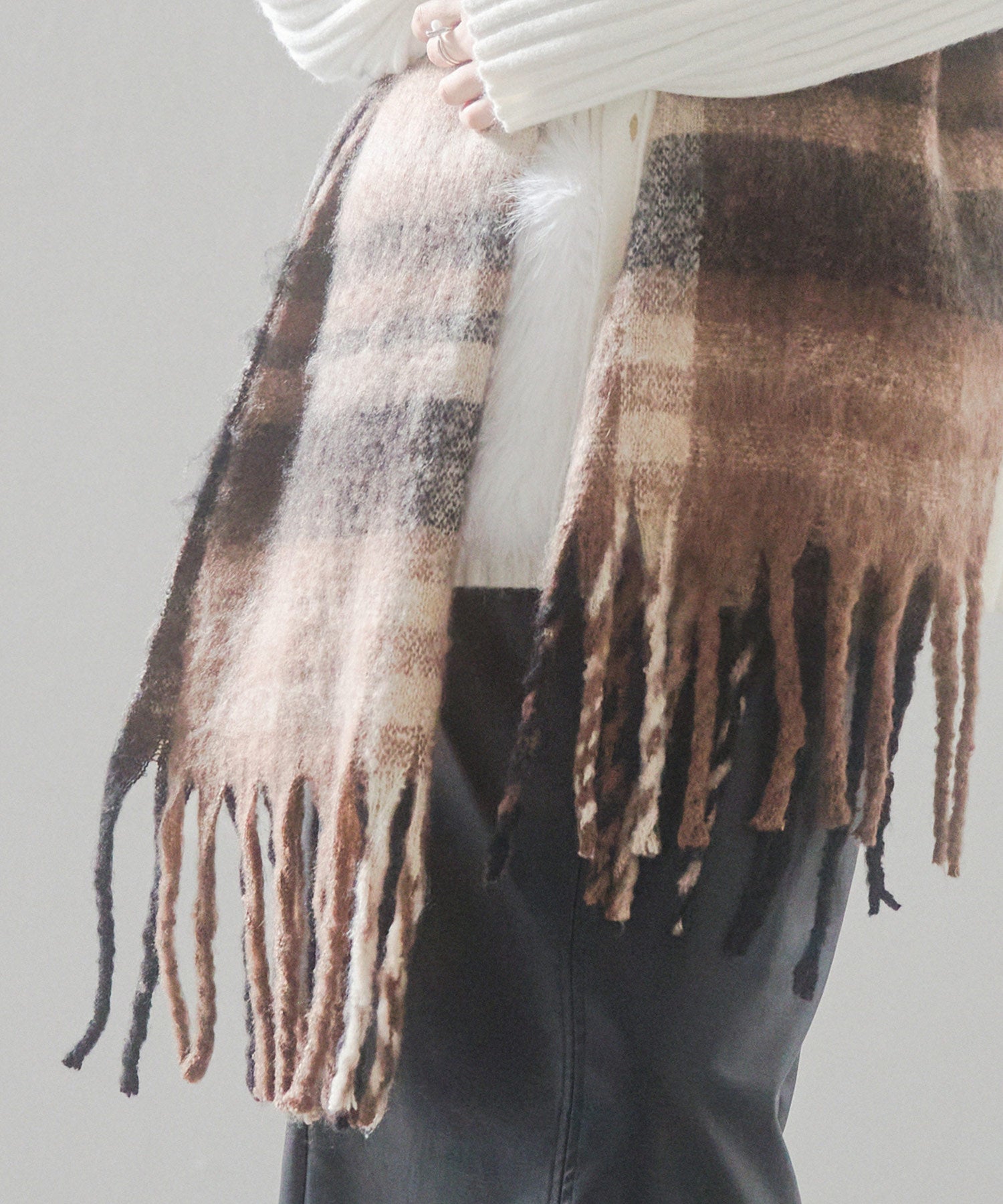 大判タイプなチェック柄マフラーsdpalywm04 ブラウン