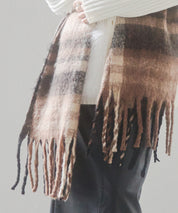 大判タイプなチェック柄マフラーsdpalywm04 ブラウン