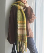 大判タイプなチェック柄マフラーsdpalywm04 グリーン