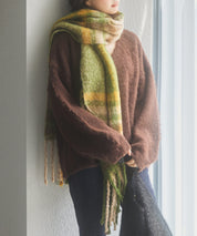 大判タイプなチェック柄マフラーsdpalywm04 グリーン