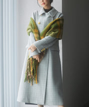 大判タイプなチェック柄マフラーsdpalywm04 グリーン