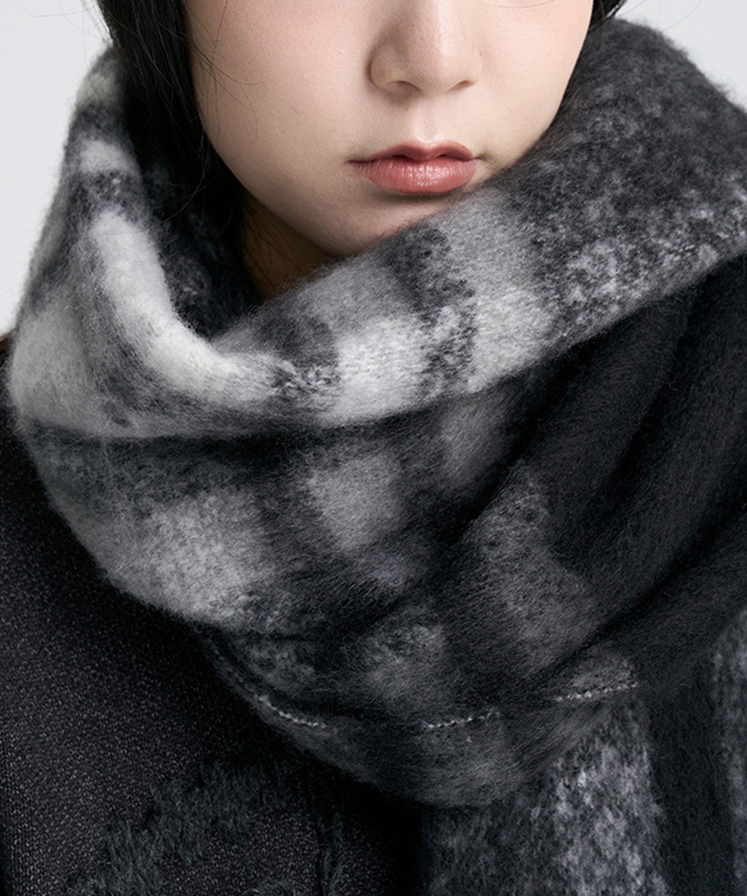 大判タイプなチェック柄マフラーsdpalywm04 ブラック