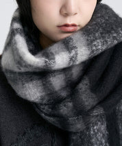 大判タイプなチェック柄マフラーsdpalywm04 ブラック