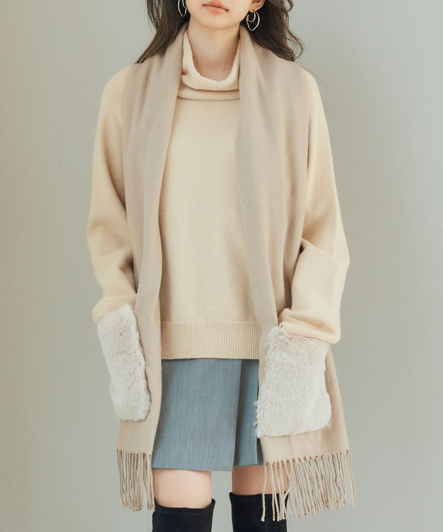 暖か2way大判ストールsdpalywm08 ベージュ