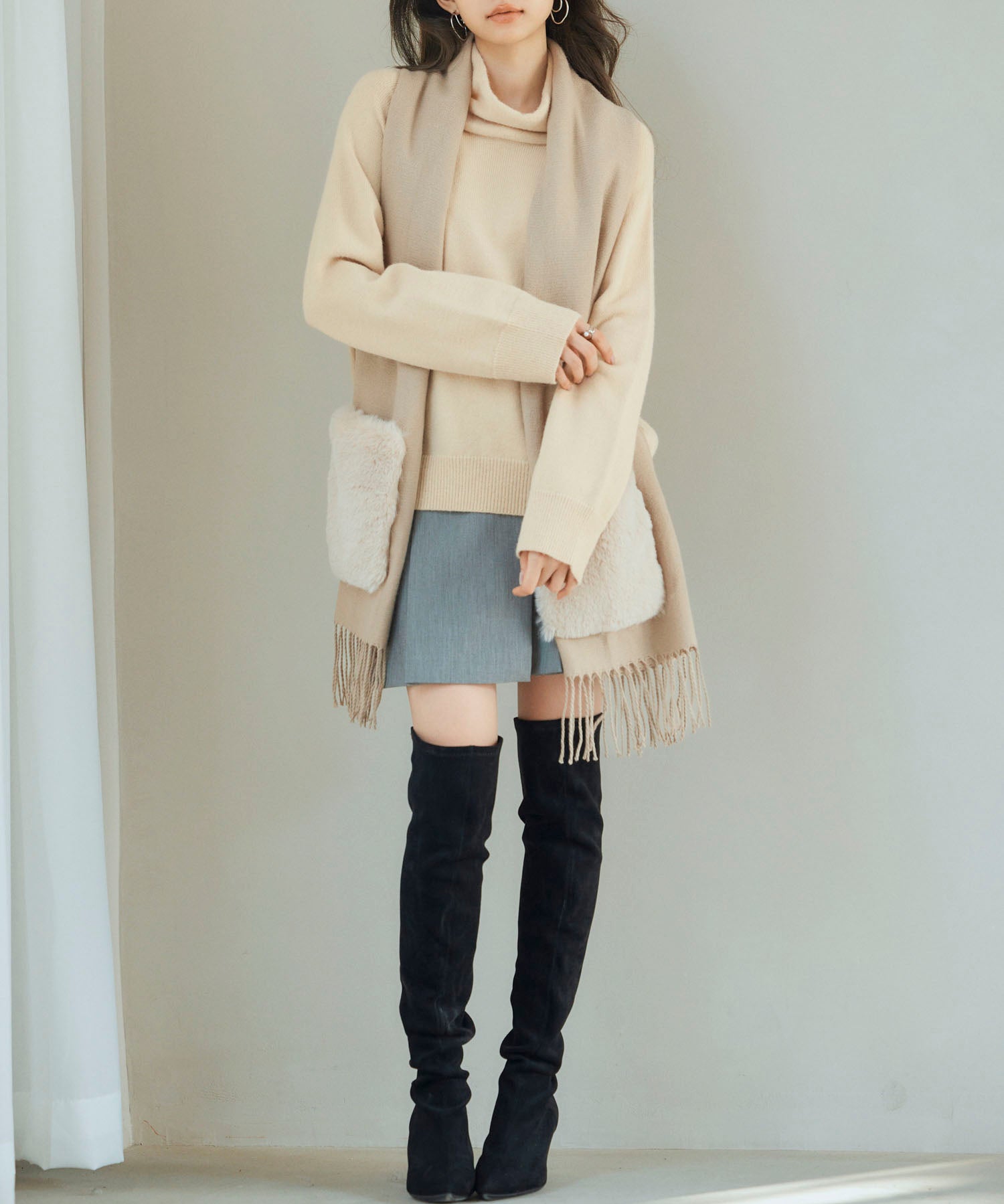 暖か2way大判ストールsdpalywm08 ベージュ