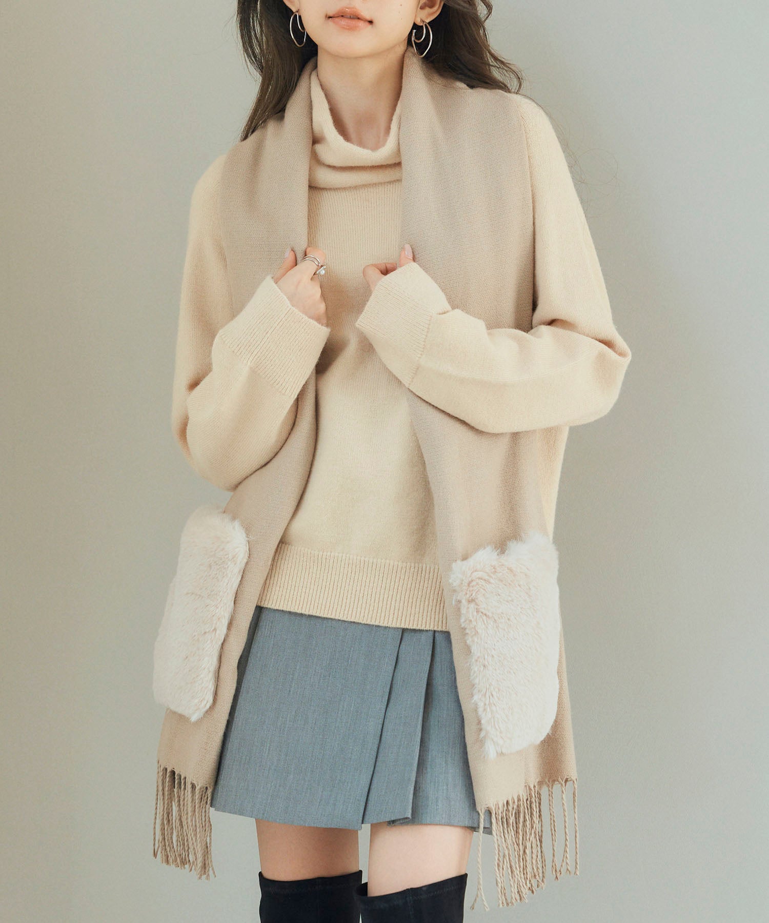 暖か2way大判ストールsdpalywm08 ベージュ