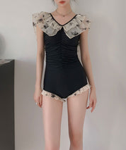 ダブルフリルネックバッククロス水着sdpalyy007 ブラック