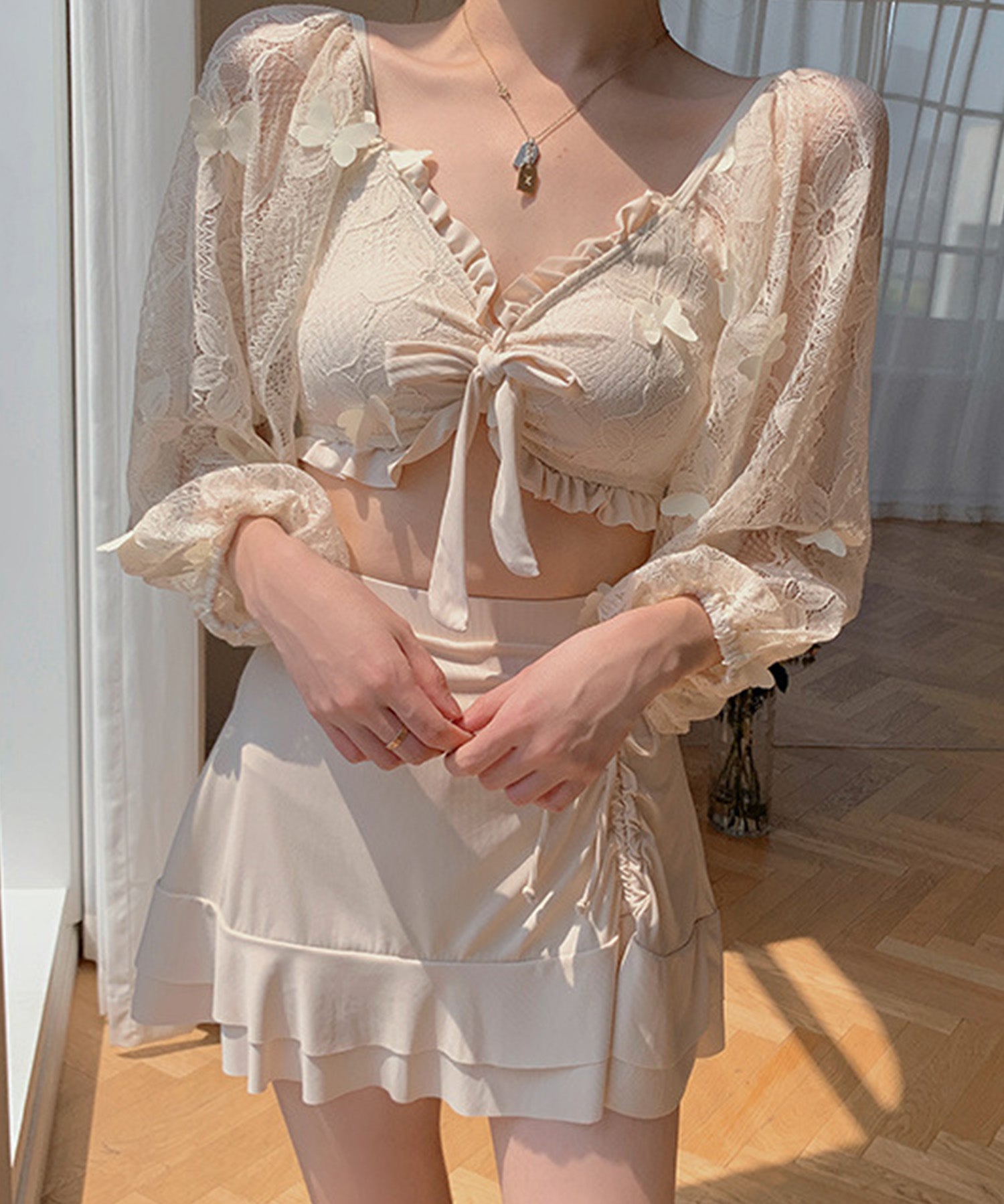 体型カバー3点セットセパレート水着sdpalyy008 アイボリー