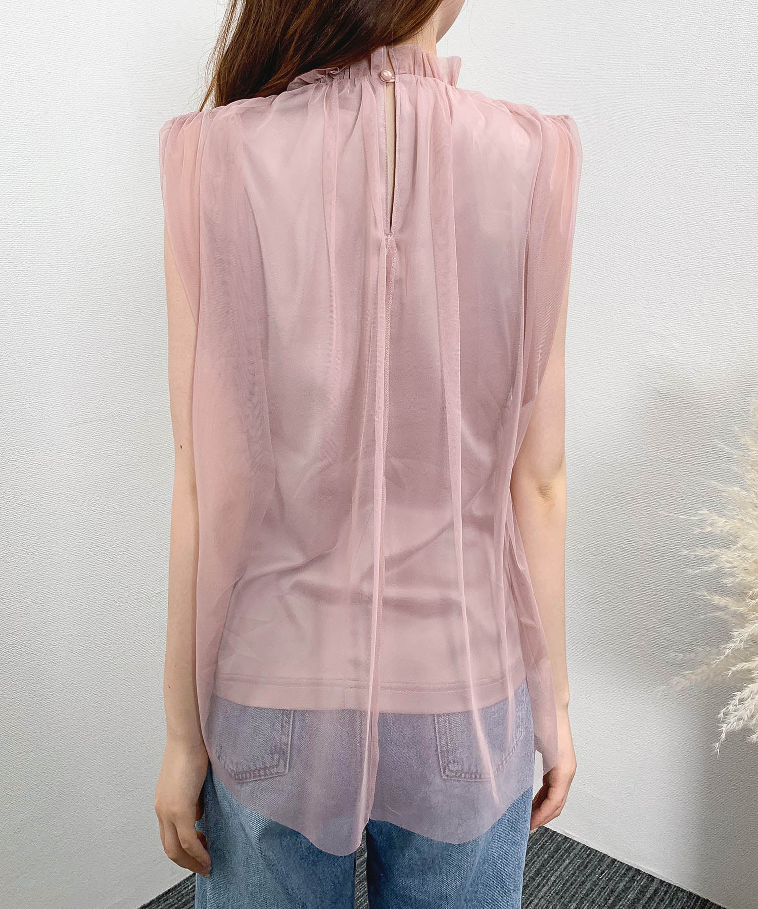 ふんわりノースリーブチュールブラウスsdpbl03 ピンク