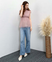 ふんわりノースリーブチュールブラウスsdpbl03 ピンク