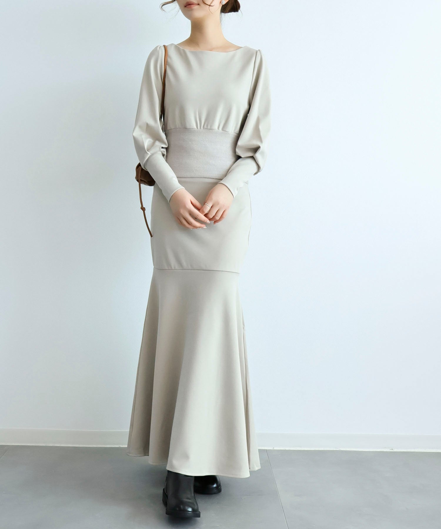 ウエストリブ切り替えマーメイドワンピースsdpdsn0038 ベージュ