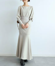 ウエストリブ切り替えマーメイドワンピースsdpdsn0038 ベージュ