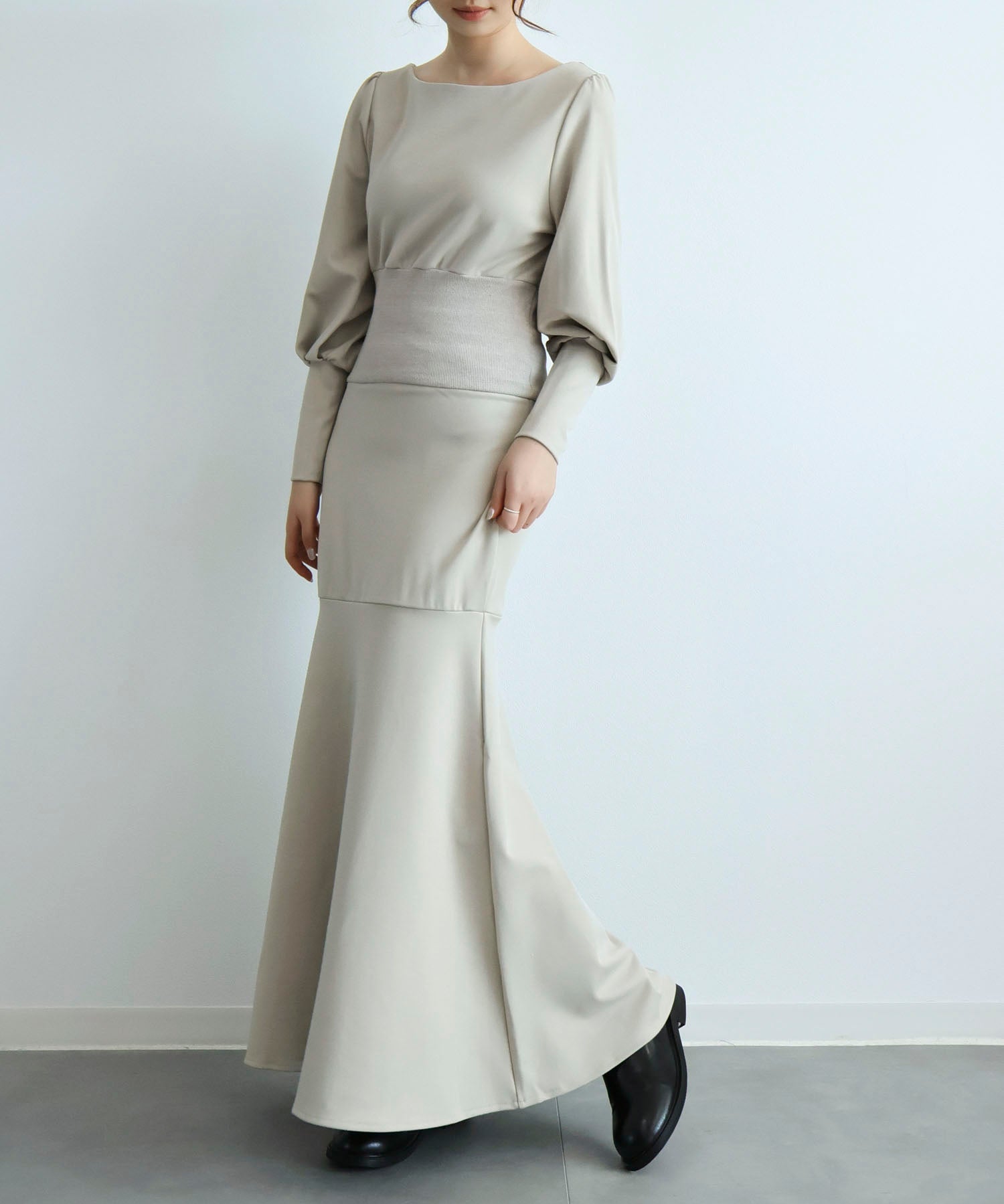 ウエストリブ切り替えマーメイドワンピースsdpdsn0038 ベージュ