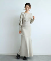 ウエストリブ切り替えマーメイドワンピースsdpdsn0038 ベージュ