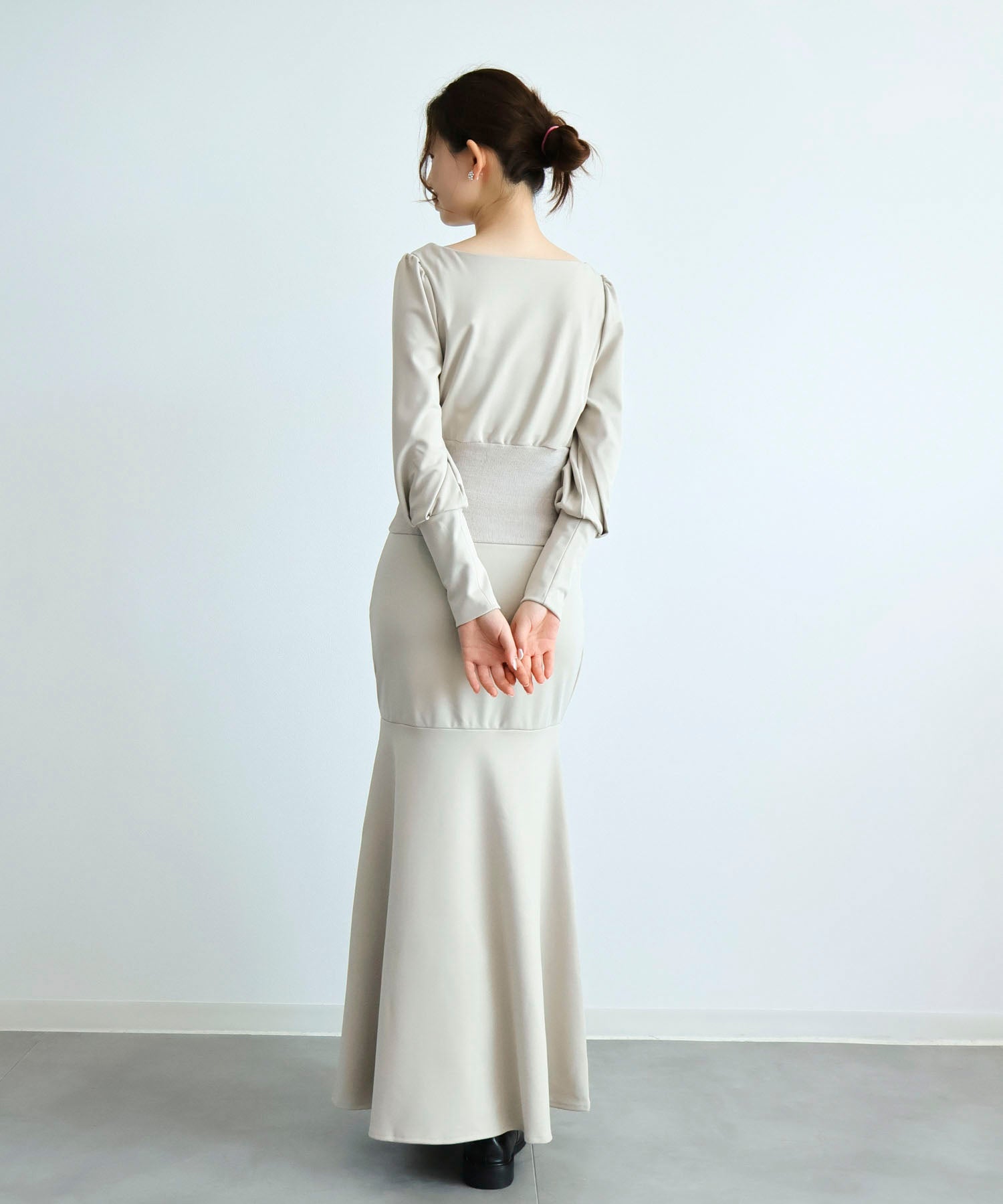 ウエストリブ切り替えマーメイドワンピースsdpdsn0038 ベージュ