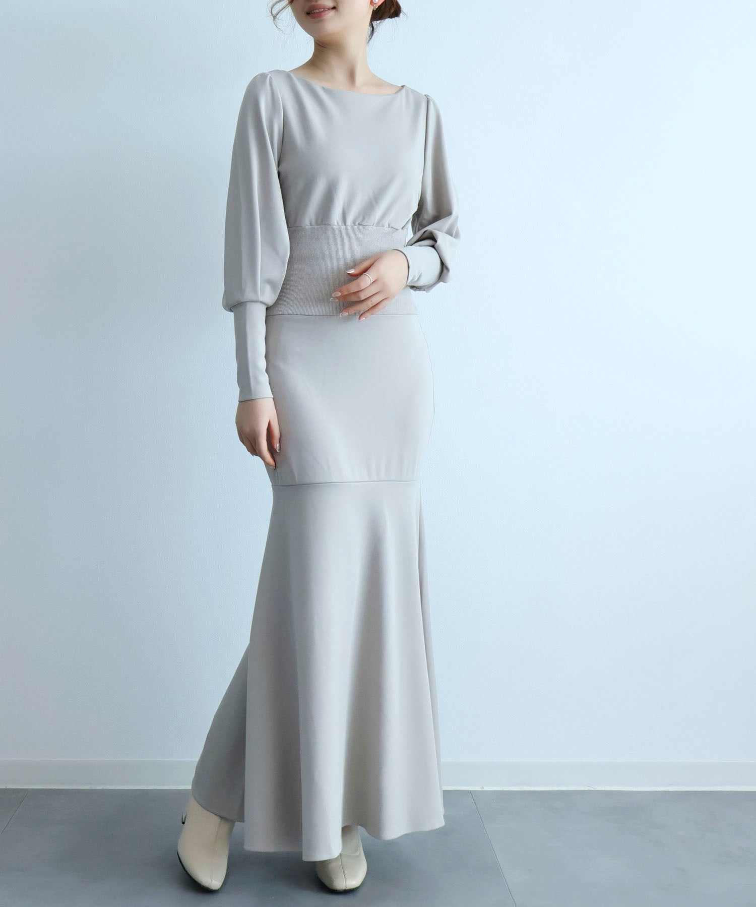 ウエストリブ切り替えマーメイドワンピースsdpdsn0038 グレー