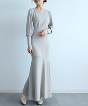 ウエストリブ切り替えマーメイドワンピースsdpdsn0038 グレー