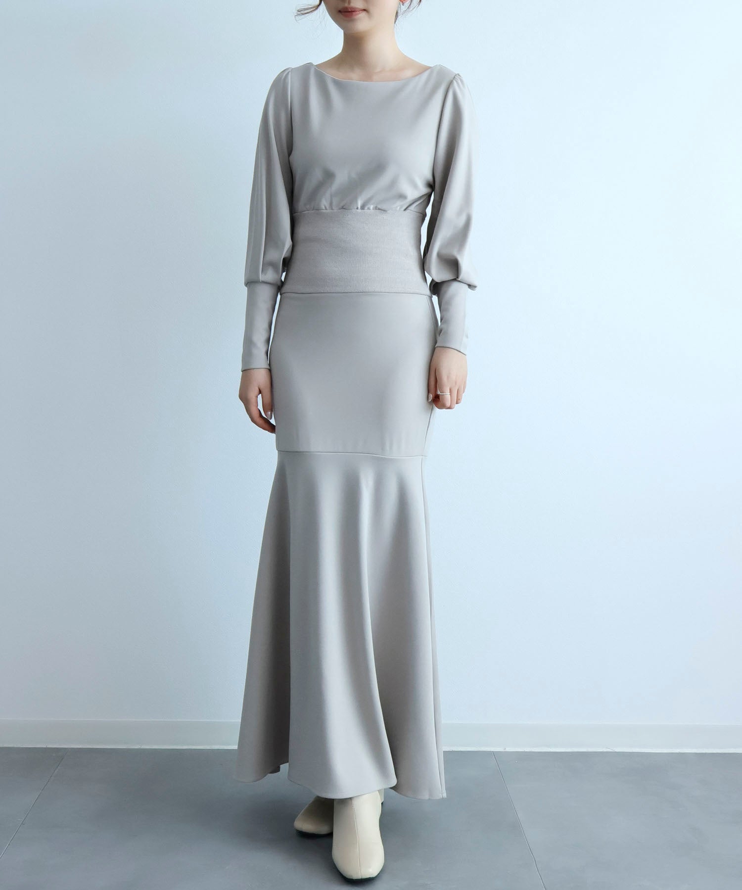 ウエストリブ切り替えマーメイドワンピースsdpdsn0038 グレー