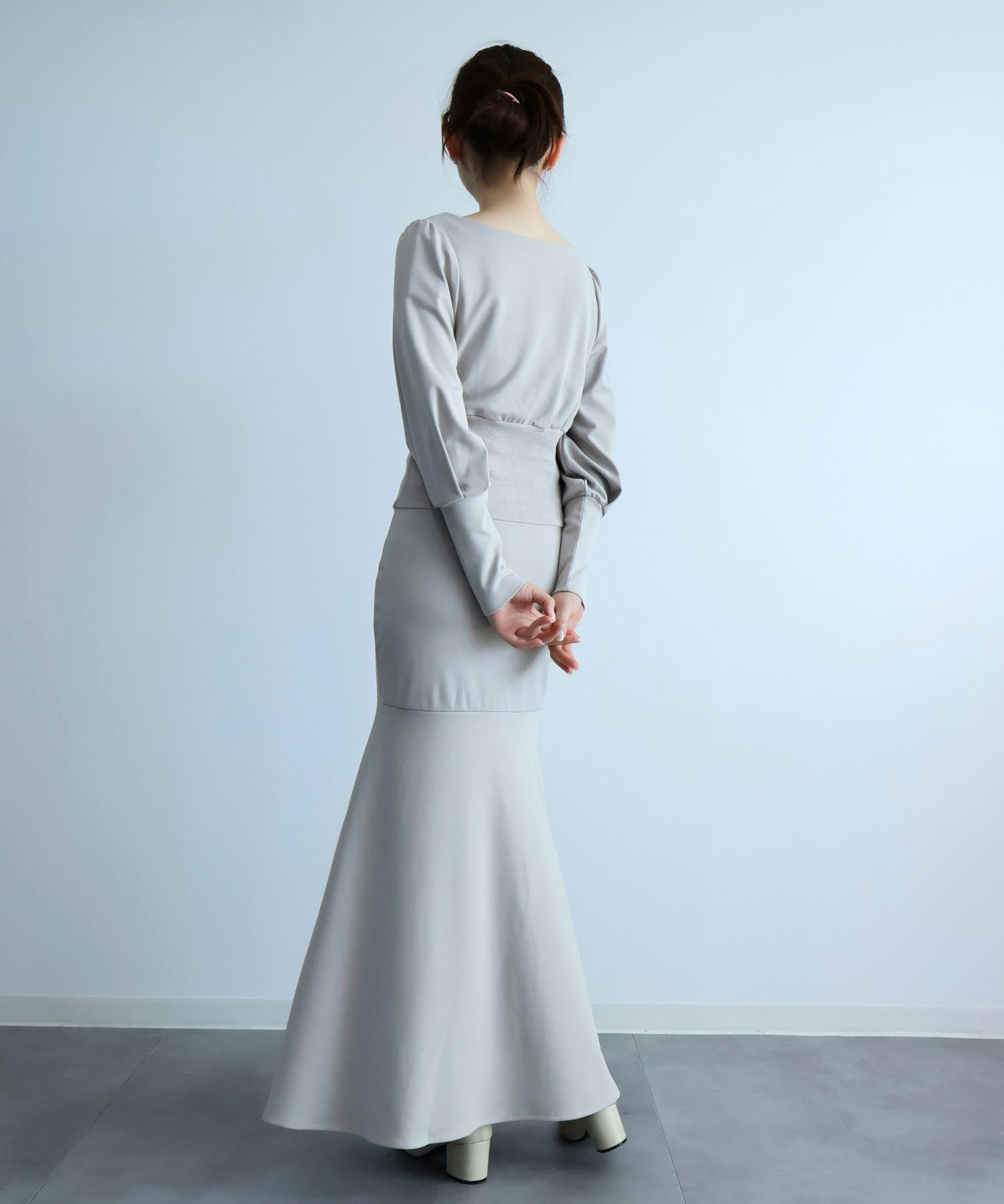 ウエストリブ切り替えマーメイドワンピースsdpdsn0038 グレー