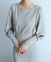 ウエストリブ切り替えマーメイドワンピースsdpdsn0038 グレー