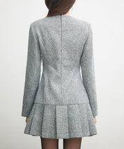 ローウエストミニ丈プリーツツイードワンピースsdpdy51985 グレー