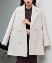 ダブルブレストテーラードウールライクジャケット/コートsdpdy5333 ベージュ