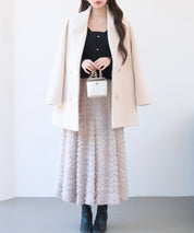 ダブルブレストテーラードウールライクジャケット/コートsdpdy5333 ベージュ